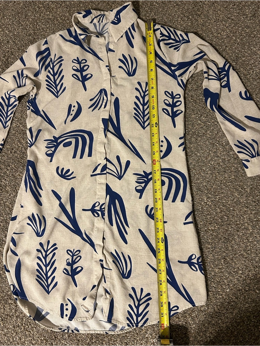 Polo Live Blue Abstract Cotton Tunic Shirt Dress Coastal Grandma Boho - Picture 7 of 7
